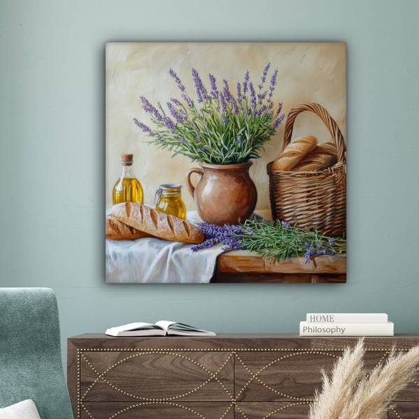 LEINWANDBILD Lavendel Violett - Baumwollstoff - 90 x 90 x 2 cm