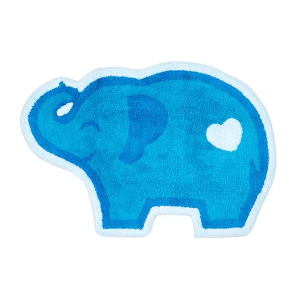 Kinderteppich Elefant Blau - Baumwollstoff - 60 x 1 x 85 cm