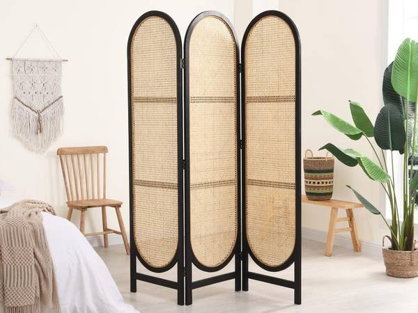 Paravent HANOI Schwarz - Holzwerkstoff - 2 x 180 x 150 cm