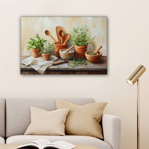 TABLEAU SUR TOILE Pots Coton - 60 x 40 x 2 cm