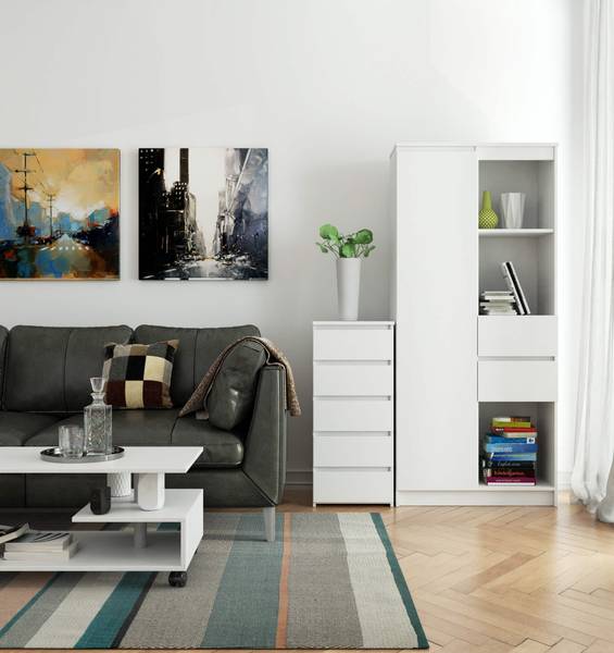 Kommode Rona Weiß - Holzwerkstoff - 40 x 92 x 35 cm