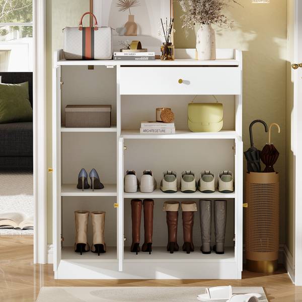 Schoenenkast RattanMU Ⅳ hout - wit