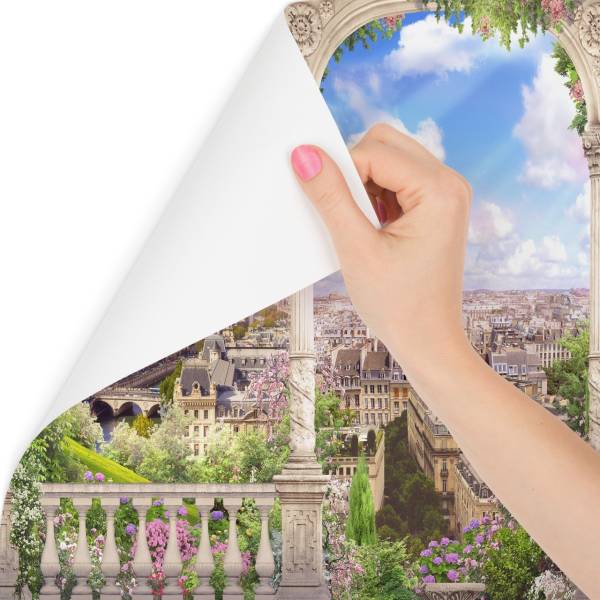 Fototapete Paris Panorama Blumen 3D 300 x 210 x 210 cm