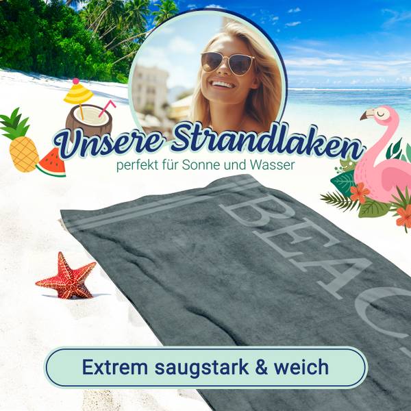 Strandtuch 00000546 Grau - Textil - 100 x 1 x 200 cm