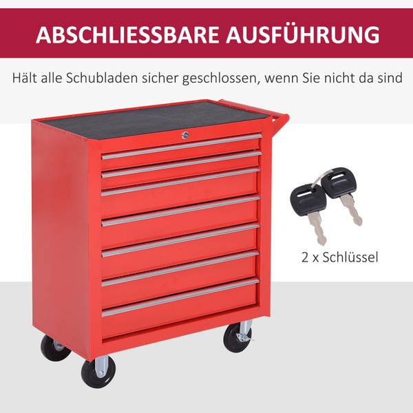 Werkstattwagen B20-056 Rot - Metall - 33 x 75 x 69 cm