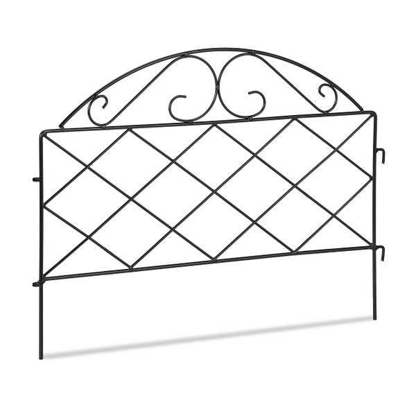 Barrière de jardin en métal à 6 éléments Noir - Fer - 55 x 40 x 1 cm