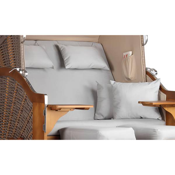 Strandkorb Schleswig 2-Sitzer Grau - Webstoff - 120 x 160 x 80 cm