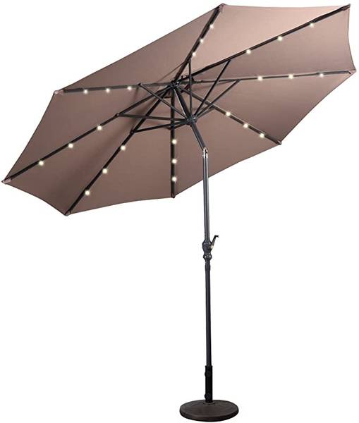 Ø300cm LED Sonnenschirm Braun - Kunststoff - 300 x 245 x 300 cm
