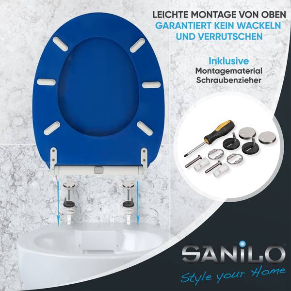 WC-Sitz Blau Blau - Holzwerkstoff - 38 x 6 x 48 cm