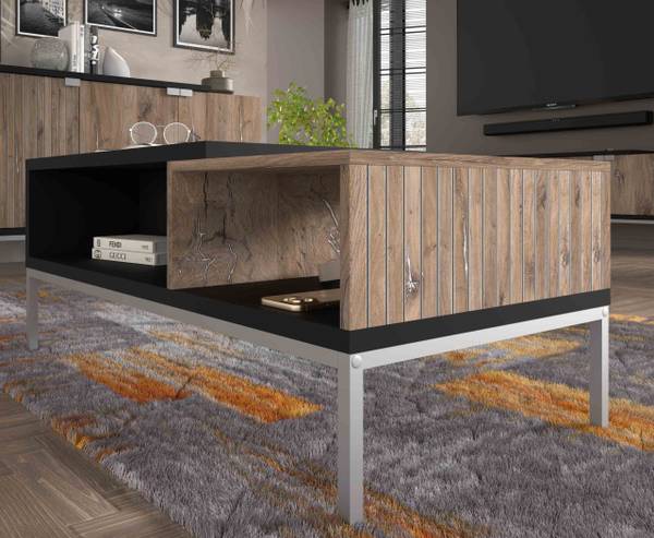 Couchtisch Toledo 110x55 Schwarz - Braun - Holzwerkstoff - 110 x 45 x 55 cm