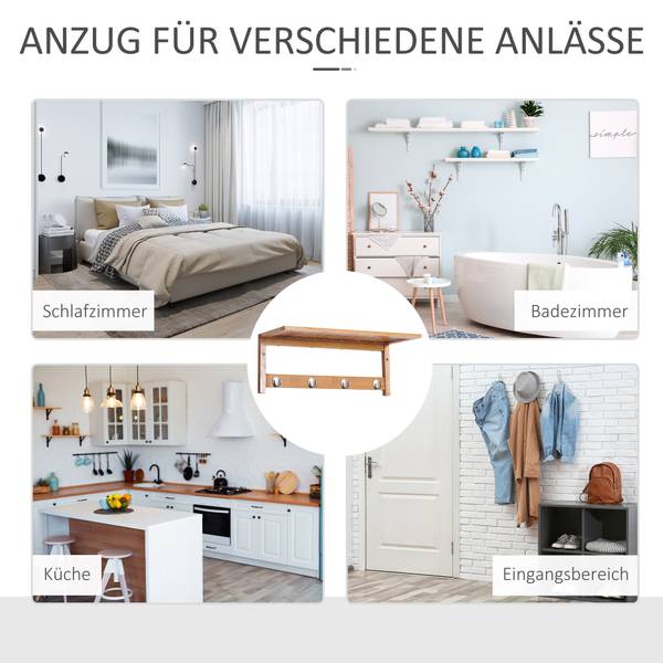 Wandgarderobe 831-198 Braun - Bambus - 16 x 18 x 50 cm