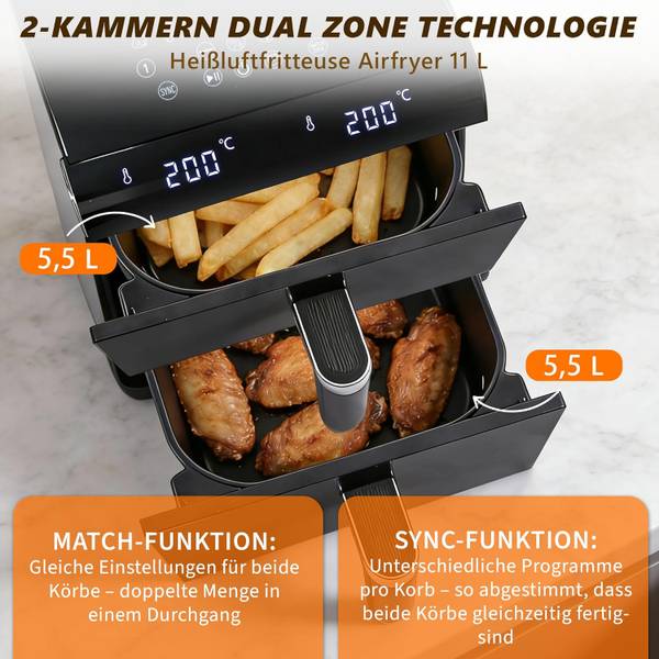 Heißluftfritteuse Jxec11L Schwarz - ABS - 25 x 42 x 47 cm