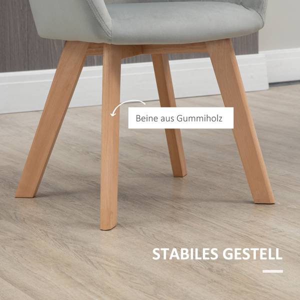 Esszimmerstuhl 835-P177 4er Set Grau - Samt - 57 x 80 x 54 cm