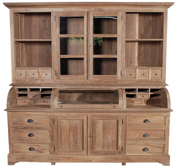 ROMANTEAKA Buffet Viktor Braun - Teakholz - 220 x 210 x 60 cm