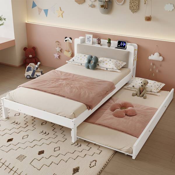 Kinderbett MUDLACHU49 Ⅰ Weiß - Holzwerkstoff - 125 x 80 x 220 cm