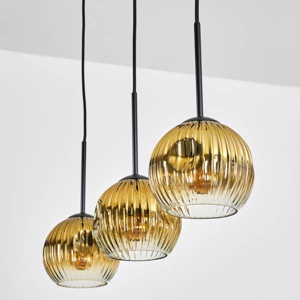 Pendelleuchte Cesaro Gold - Aluminium - Klarglas - 10 x 120 x 92 cm