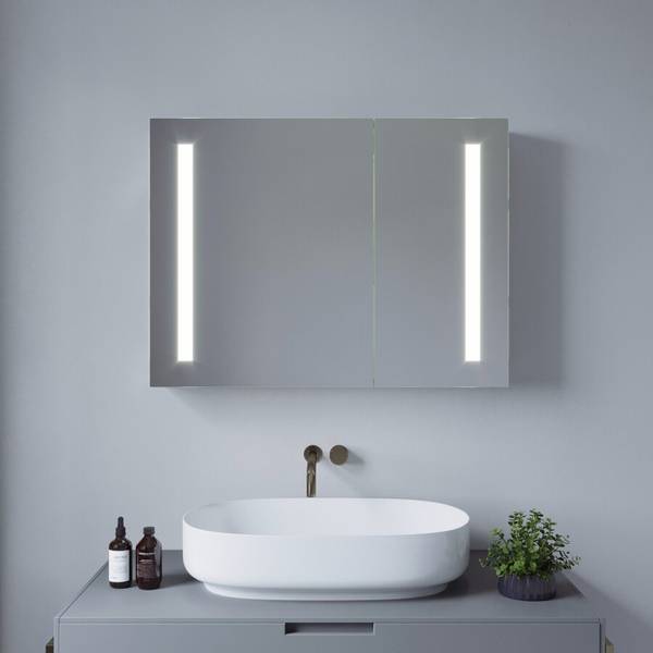 LED Spiegelschrank Badspiegel Badschrank Silber - Glas - 80 x 60 x 13 cm