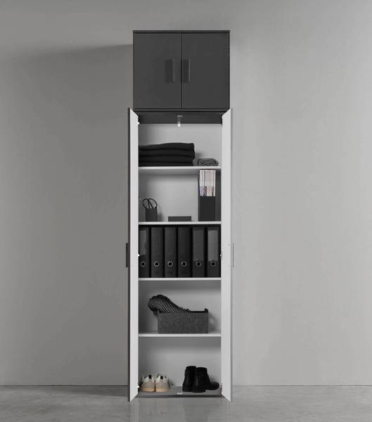 Mehrzweckschrank Der Extralange Schwarz - Holzwerkstoff - 60 x 230 x 34 cm
