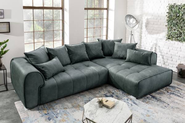 Ecksofa CLAN Grau - Polyester - Samt - 320 x 90 x 110 cm