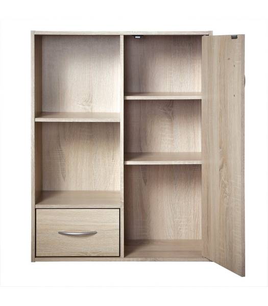 Schrank mit 2 Fächern 1 Schublade Eiche Hell Dekor