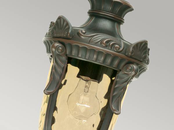 Pendelleuchte Outdoor Jugendstil, Ø19cm Braun - Farbglas - 19 x 54 x 19 cm
