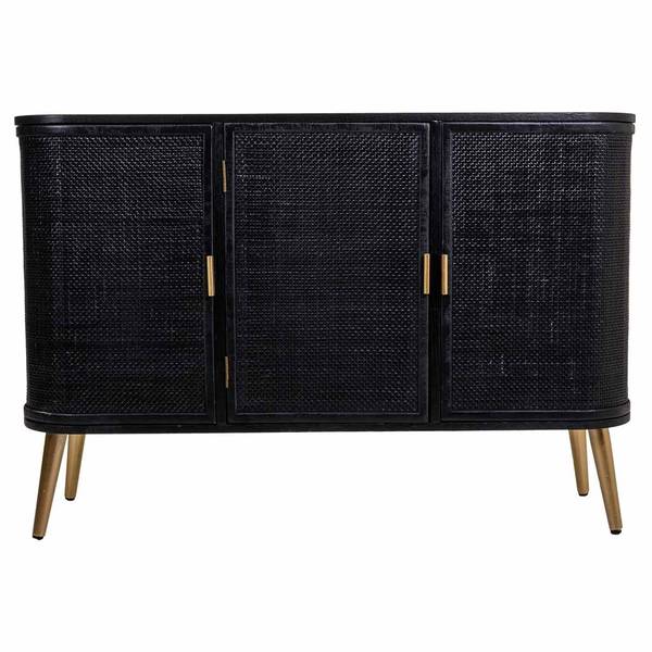 Buffet Elek Noir - En partie en bois massif - 118 x 80 x 37 cm