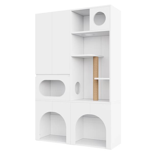 Haustierschrank BAMU23 Ⅳ Weiß - Holzwerkstoff - 45 x 195 x 140 cm