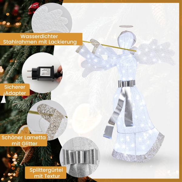 Leuchtender Engel OY46131PQDE Weiß - Kunststoff - 37 x 150 x 62 cm