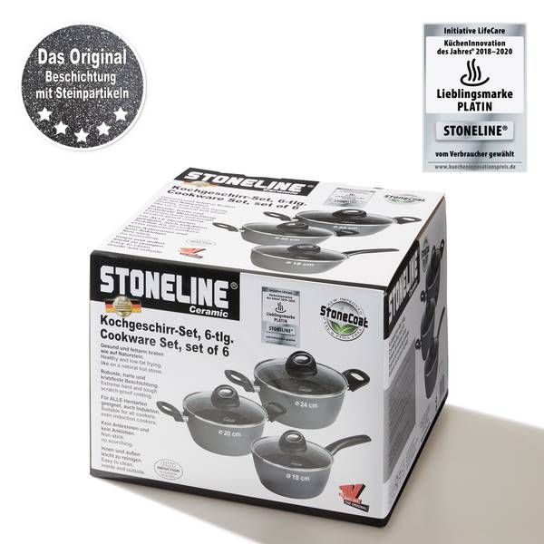 Kochgeschirr Set CERAMIC 6-teilig Grau - Metall - 37 x 29 x 37 cm