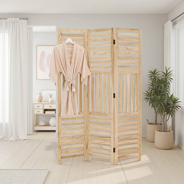 Paravent 2903 3-teilig Braun - Holz teilmassiv - 120 x 170 x 2 cm
