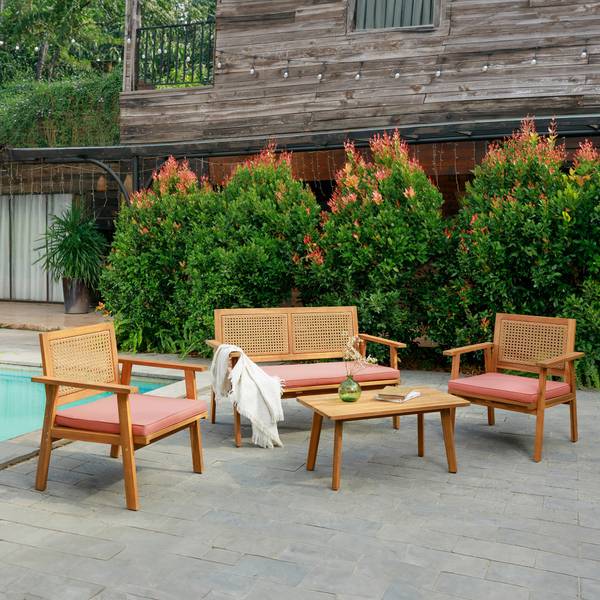 Gartenmöbel Set TEMUCO 4-tellig Pink - Massivholz - 118 x 75 x 59 cm