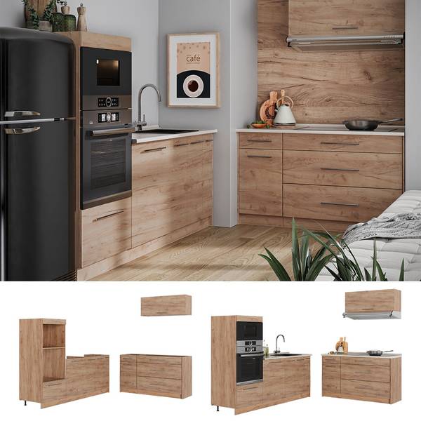 Küchenzeile Fame-Line 63897 Braun - Stahl - 340 x 154 x 60 cm