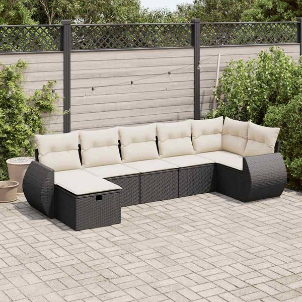 Garten-Lounge-Set 3036453-4 7-teilig Schwarz - Creme