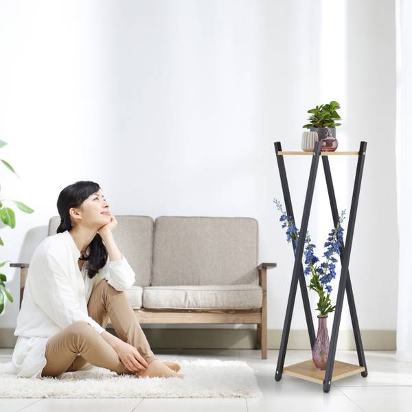 Plantentafel met 2 etages zwart - lichtbruin