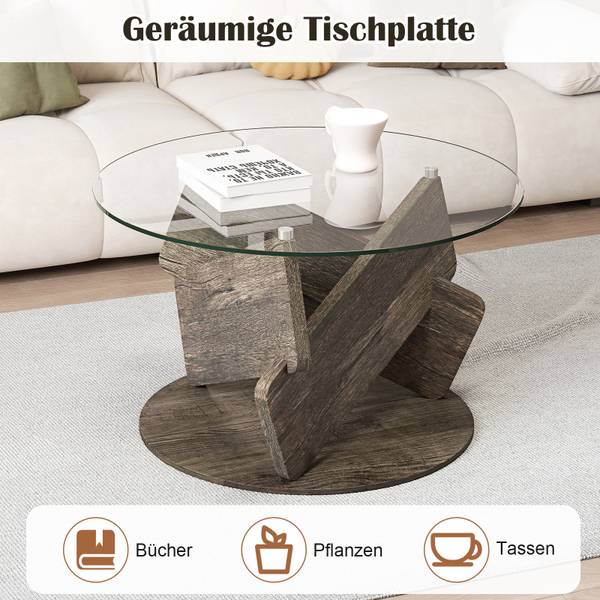 Glastisch TH32912SDDE Grau - Holzwerkstoff - 81 x 49 x 81 cm