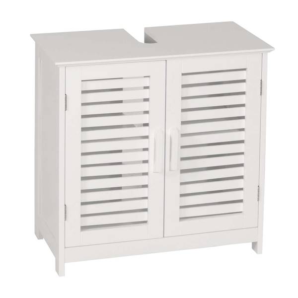 Waschbeckenunterschrank B41 Weiß - Bambus - Holzwerkstoff - 60 x 60 x 30 cm