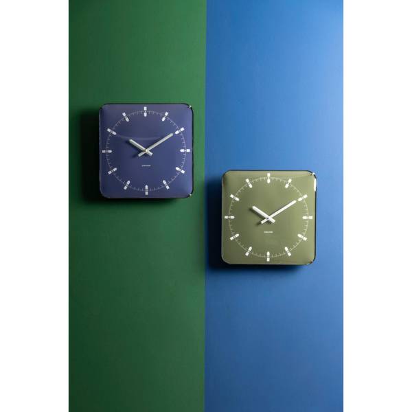 Wanduhr Sucinto Dome Square Blau - Kunstharz - 35 x 35 x 35 cm