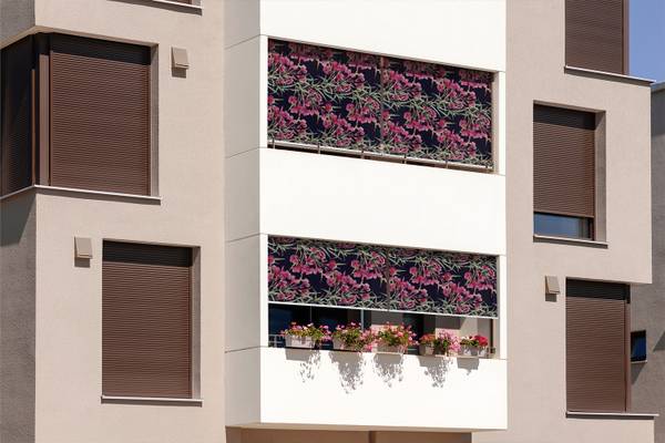 Außenrollo Nigra Flos Pink - Textil - 40 x 180 x 1 cm
