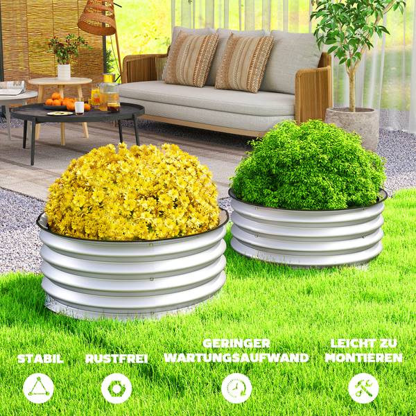 Hochbeet 845-979V00SR Silber - Metall - 60 x 30 x 60 cm