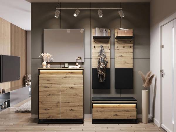 Garderobe-Set Quant IX, 5-er Set Braun - Holzwerkstoff