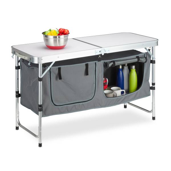 Campingtisch klappbar Grau - Silber - Polyester - Aluminium - 120 x 70 x 47 cm
