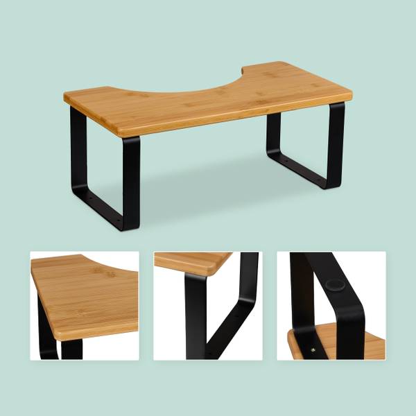 Toilettenhocker Bambus & Metall Schwarz - Braun - Eisen - Silikon - 45 x 18 x 23 cm
