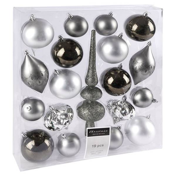 Weihnachtskugeln 19er Set 839140 Silber - Kunststoff - 13 x 13 x 13 cm
