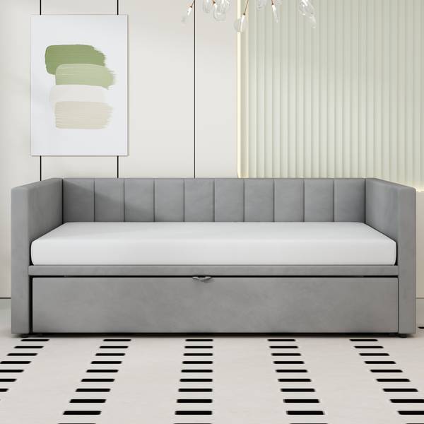 Schlafsofa Lina Grau - Samt - 183 x 74 x 213 cm