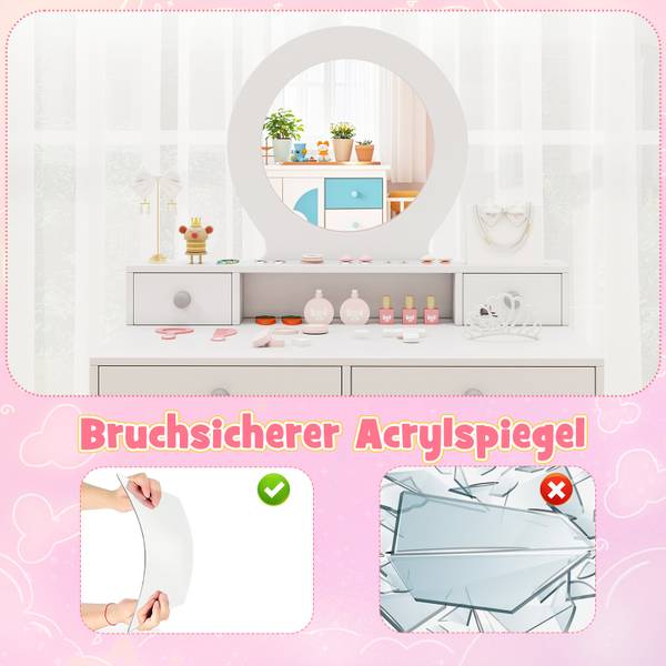 Schminktisch TK32590ITDE Weiß - Holzwerkstoff - 40 x 110 x 70 cm