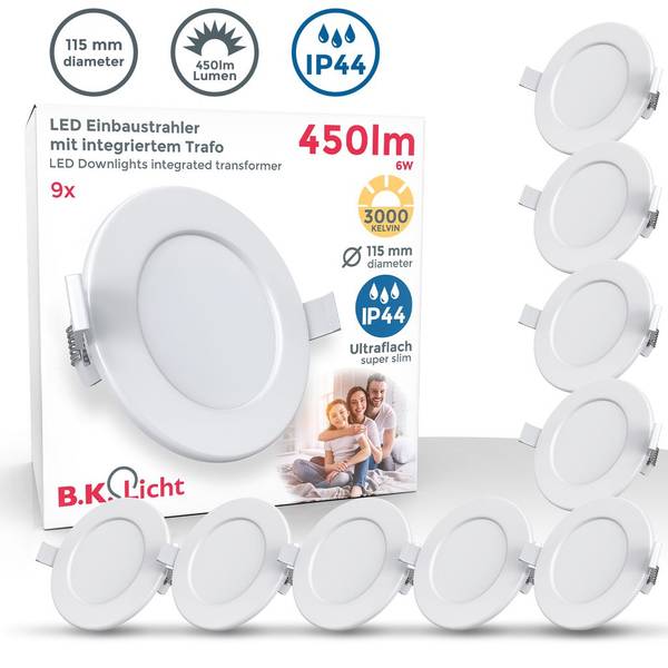 Bad Einbauleuchten 9 Stk. BKL1274 Weiß - ABS - 12 x 3 x 12 cm