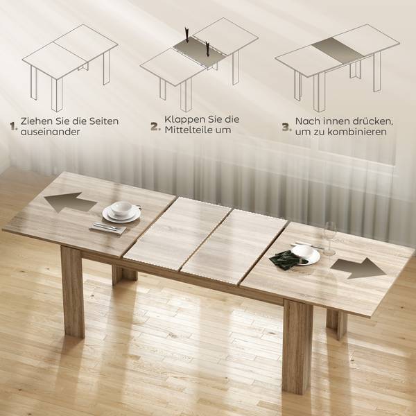 Ausziehbarer Esstisch 272V90AK Braun - Holzwerkstoff - 260 x 76 x 90 cm