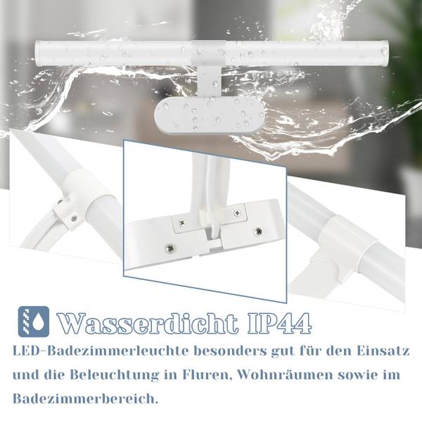 Spiegelleuchte haasy Weiß - 60 x 10 cm