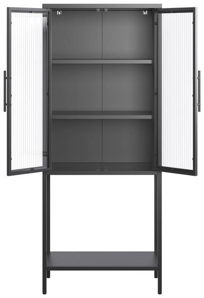 Vitrine CUBE Schwarz - Glas - Metall - 60 x 146 x 34 cm