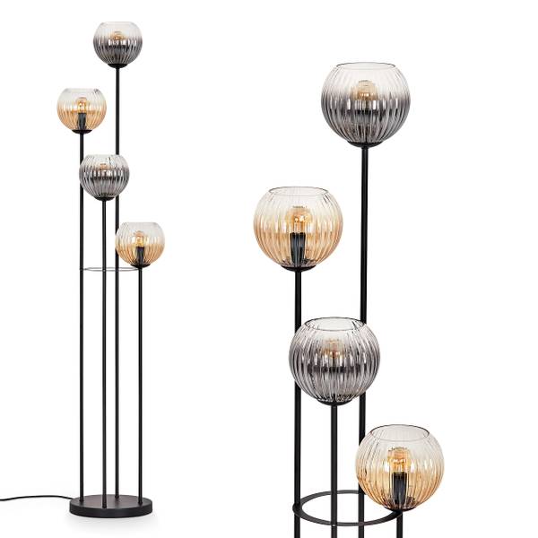 Stehlampe Cesaro Grau - Orange - Aluminium - Klarglas - 17 x 147 x 83 cm